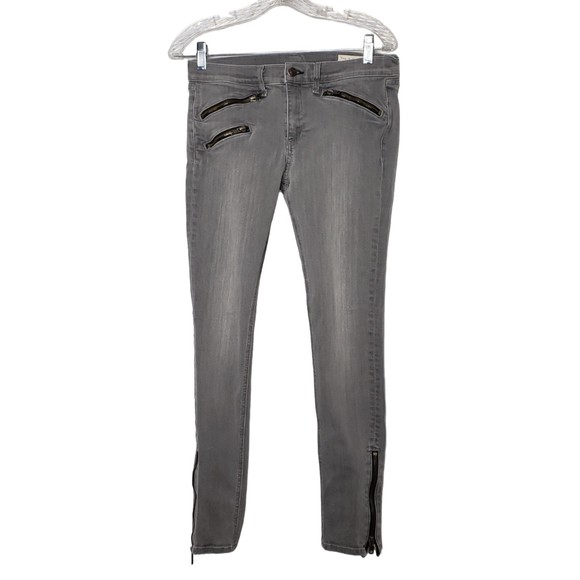 Rag & Bone Denim - RAG & BONE Gray Skinny Moto Jeans with Zipper Detail Size 29